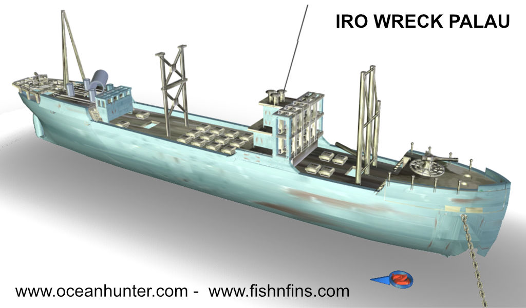 graphic of the Iro ship wreck in Palau
