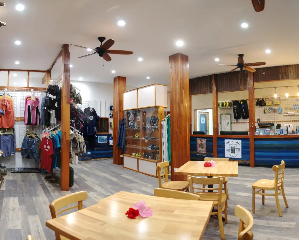 Inside Fish 'n Dive Shop and Boutique in Palau