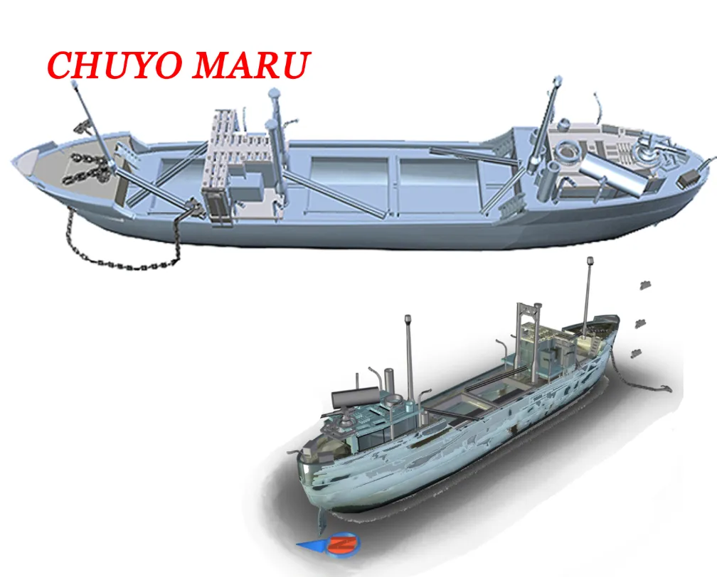 infographic of the Chuyo Maru a wreck dive site in Palau