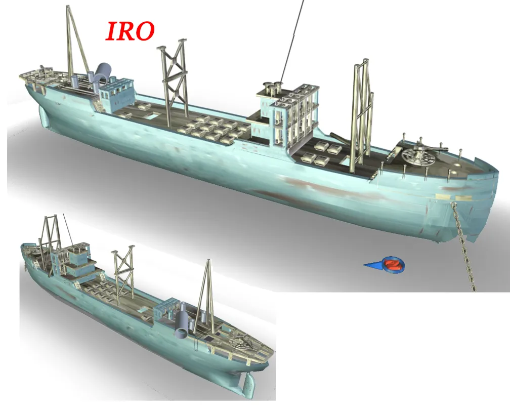 infographic of the pro wreck a dive site in Palau